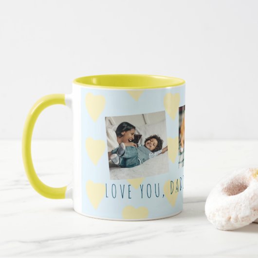 父の日3写真の撮影コラージュ愛あなたパパ マグカップ (ドーナツ)