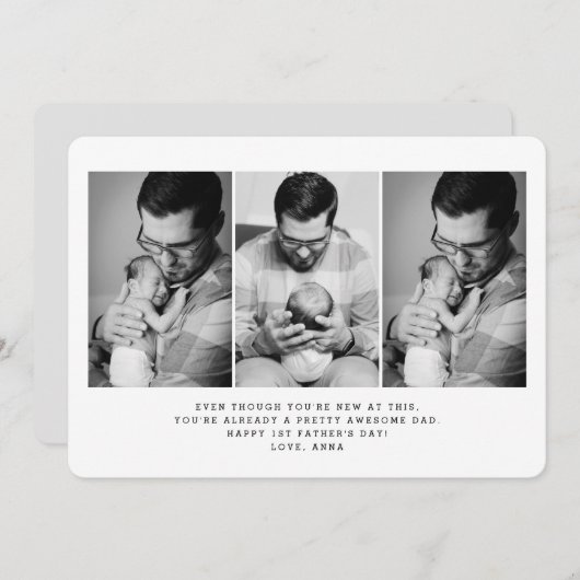 父の日3写真グリーティングカード 招待状 (正面/裏面)