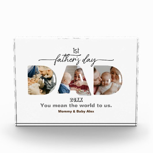 父の日3写真コラージュプラーク フォトブロック (正面)
