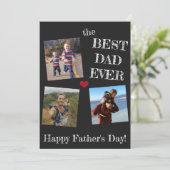 父の日3写真コラージュ最高のパパ カード (スタンド正面)
