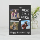 父の日3写真コラージュ最高のパパ カード (スタンド正面)