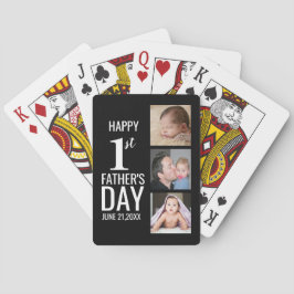 父の日3写真コラージュ白黒 トランプ