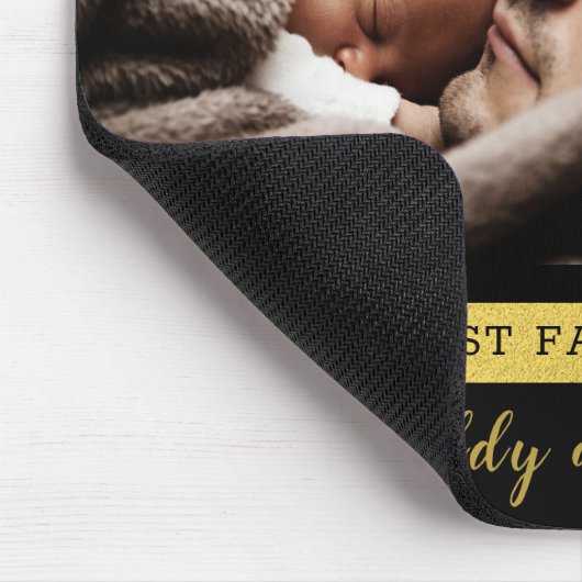 父の日3写真コラージュ黒と金ゴールド マウスパッド (コーナー)