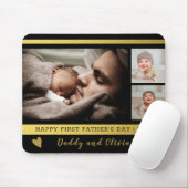 父の日3写真コラージュ黒と金ゴールド マウスパッド (マウス)