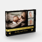 父の日3写真コラージュ黒と金 フォトブロック (左)