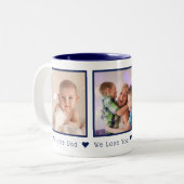 父の日3写真ネイビーパーソナライズされたブルー ツートーンマグカップ (正面左)