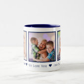 父の日3写真ネイビーパーソナライズされたブルー ツートーンマグカップ (中央)