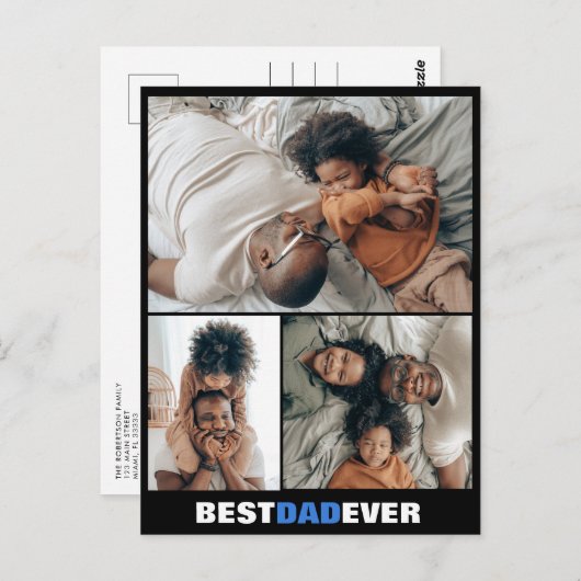 父の日3枚の写真はがきカスタム ポストカード (正面/裏面)