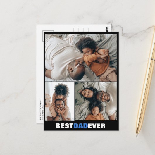 父の日3枚の写真はがきカスタム ポストカード (正面/裏面インサイチュ)