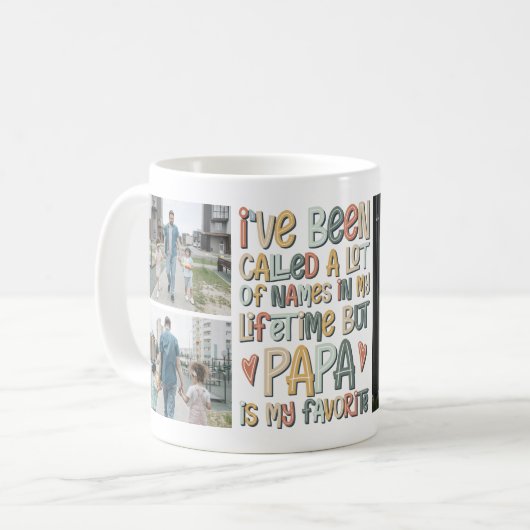 父の日3枚フォトコラージュ コーヒーマグカップ (正面左)
