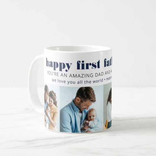 父の日4の正方形の写真パーソナライズされた コーヒーマグカップ (正面左)