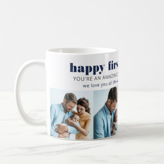 父の日4の正方形の写真パーソナライズされた コーヒーマグカップ (左)