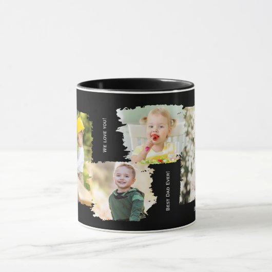 父の日4写真と文字カスタムキープサケ黒 マグカップ (中央)