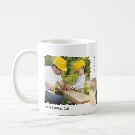 父の日4写真と文字カスタムKeepsake コーヒーマグカップ (左)