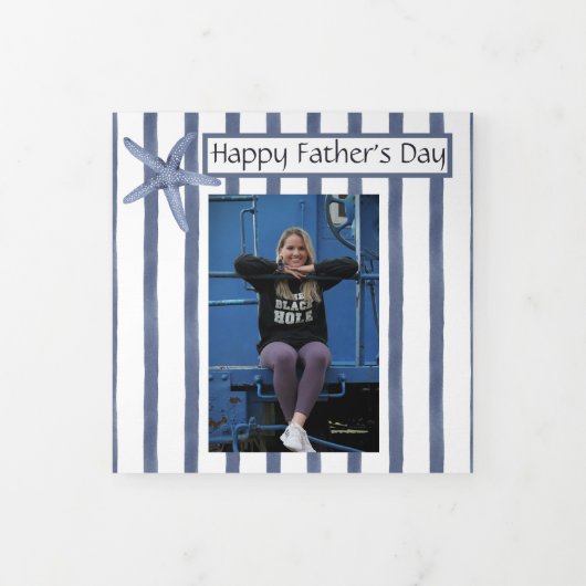 父の日4写真3折カード水色 三つ折りクリスマスカード (カバー)