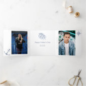 父の日4写真3折カード水色 三つ折りクリスマスカード (内部)