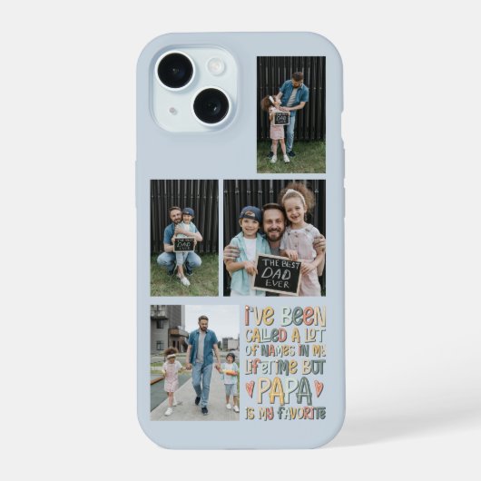 父の日4枚フォトコラージュ iPhone 15ケース (裏面)