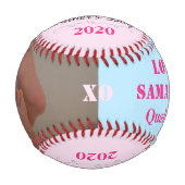 父の日4連ピンクブルー写真 野球ボール (裏面)