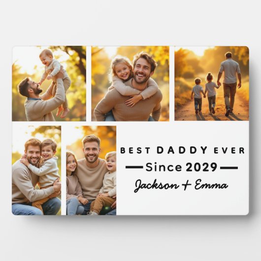 父の日5写真コラージュ可愛い最高のダディー フォトプラーク (正面)