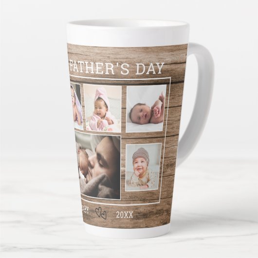父の日7フォトコラージュウッ素朴ド カフェラテマグ (右アングル)