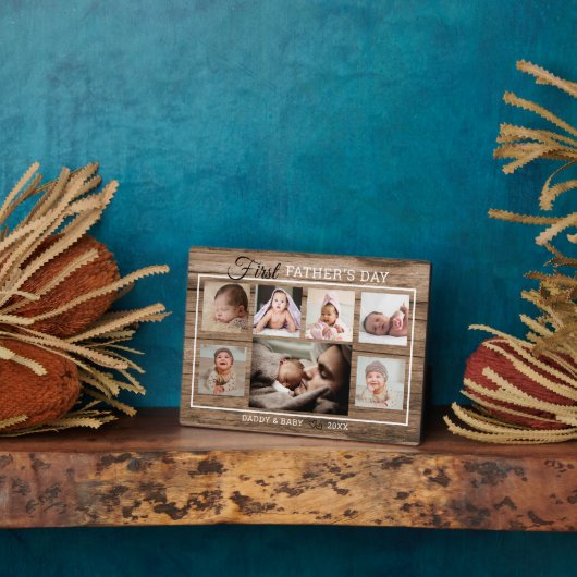 父の日7フォトコラージュ素朴ウッド フォトプラーク (側面)