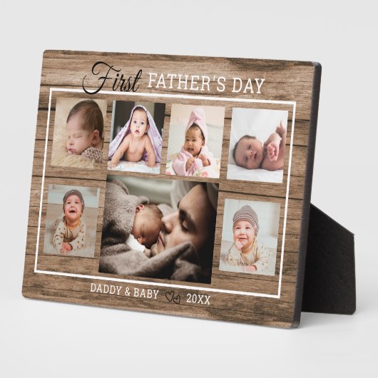 父の日7フォトコラージュ素朴ウッド フォトプラーク (側面)
