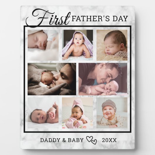 父の日8フォトコラージュ大理石エレガント石 フォトプラーク (正面)