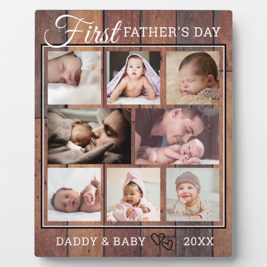 父の日8フォトコラージュ茶色の木 フォトプラーク (正面)