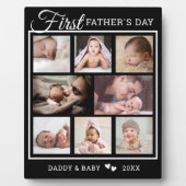 父の日8写真コラージュ黒白 フォトプラーク (正面)