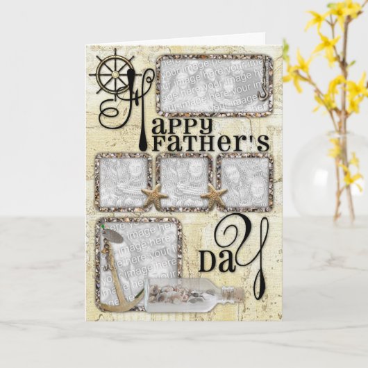 父の日-あなたの写真を加えて下さい-大尉の車輪 カード (黄色い花)