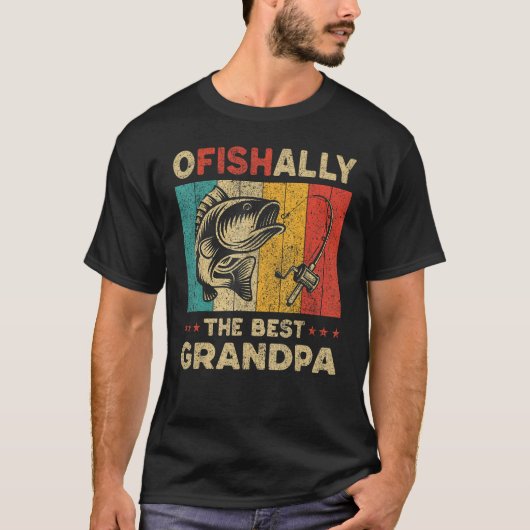 父の日 おもしろ 釣り Ofishally The Best おじいちゃん Tシャツ (正面)