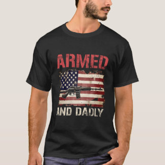 父の日 アメリカ 武装してダッドリーなパパ Tシャツ