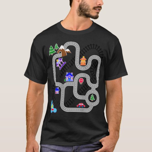 父の日+カー+トレイン+プレイマット Tシャツ (正面)