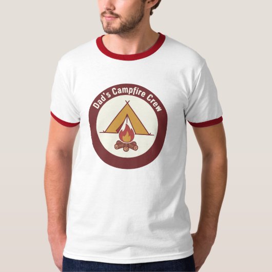 父の日 キャンプファイヤークルーテントバッジ Tシャツ (正面)