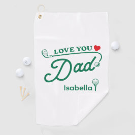 父の日 ギリシャ文字 グリーン Love You Dad ゴルフタオル