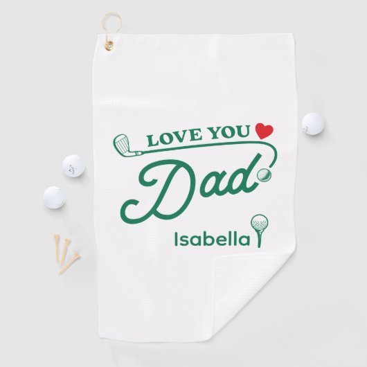 父の日 ギリシャ文字 グリーン Love You Dad ゴルフタオル (インサイチュ)