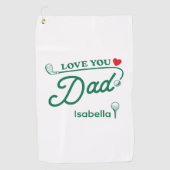 父の日 ギリシャ文字 グリーン Love You Dad ゴルフタオル (正面)