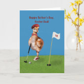 父の日、ゴルフを遊んでいるDadHumorousの養育関係の鳥 カード (黄色い花)