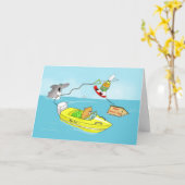 父の日,シャおもしろいークカードで水上スキー カード (黄色い花)