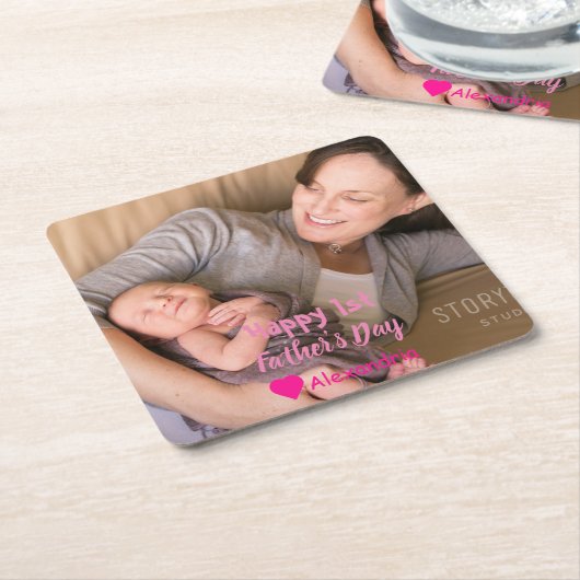 父の日 スクエアペーパーコースター (アングル)