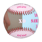 父の日 – ツインズ・ピンク・ブルー・フォト野球 野球ボール (裏面)