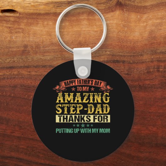 父の日 |ハッピー・ファーザーの日からステップパパ キーホルダー (正面)