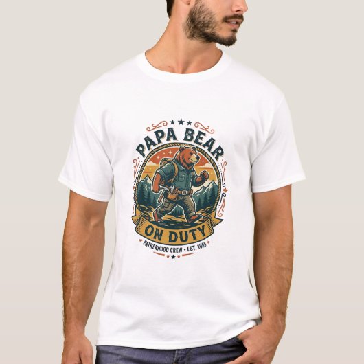 父の日 パパ熊出勤中Tシャツ 動物パパ ギフト Tシャツ (正面)
