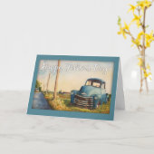 父の日、パパ、青いトラック カード (黄色い花)