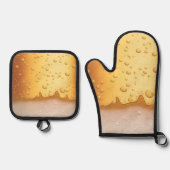 父の日，ビール，バーベキュー， BBQ,パパ 鍋つかみ&鍋敷きセット (正面)