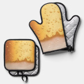 父の日，ビール，バーベキュー， BBQ,パパ 鍋つかみ&鍋敷きセット (正面/裏面)