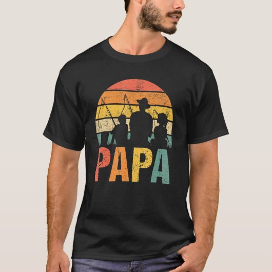 父の日 フィッシングパパ 漁師 お父さん 祖父 Tシャツ (正面)