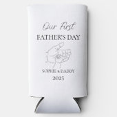 父の日 | ベビー名、パパ&イヤー スリム缶クーラー (正面)