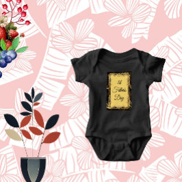 父の日　モダンカリグラフィー　葉のスワール ベビーボディスーツ