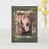 父の日 – ラブラドール – チョコレート カード (黄色い花)